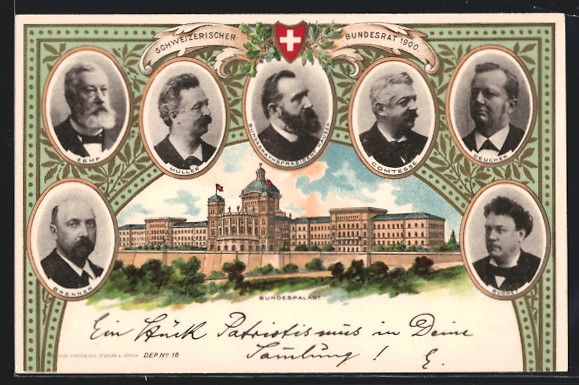 Cartoline postali: Litho Bern, Bundespalast, Porträrts der – Usato da Berlin venduto da bartko-reher