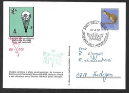 Tag der Aerophilatelie Ballonpostkarte Bellinzona 27.4.1968