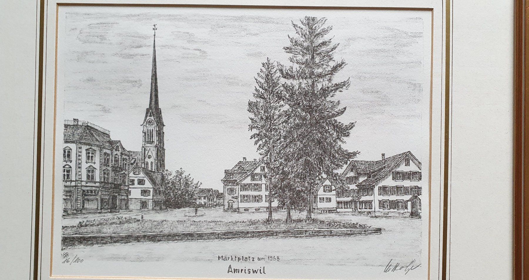 Grafiken & Lithographien: Bild - Lithographie Amriswil Marktplatz – Gebraucht aus Kreuzlingen von Rschweiz1 3