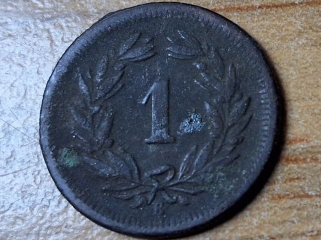 Alle Münzen: 1 Rappen 1863 - SELTEN! – Gebraucht aus Münchenstein von purbach1 9