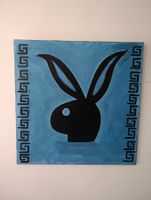 Hase Gemälde, Pop Art Stil, Blaue Wanddeko!