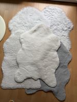 Kunstfellteppiche 5 Stk. Weiss und Grau