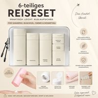 6-teiliges Reiseset mit Silikon- & Kunststoffflaschen Beige