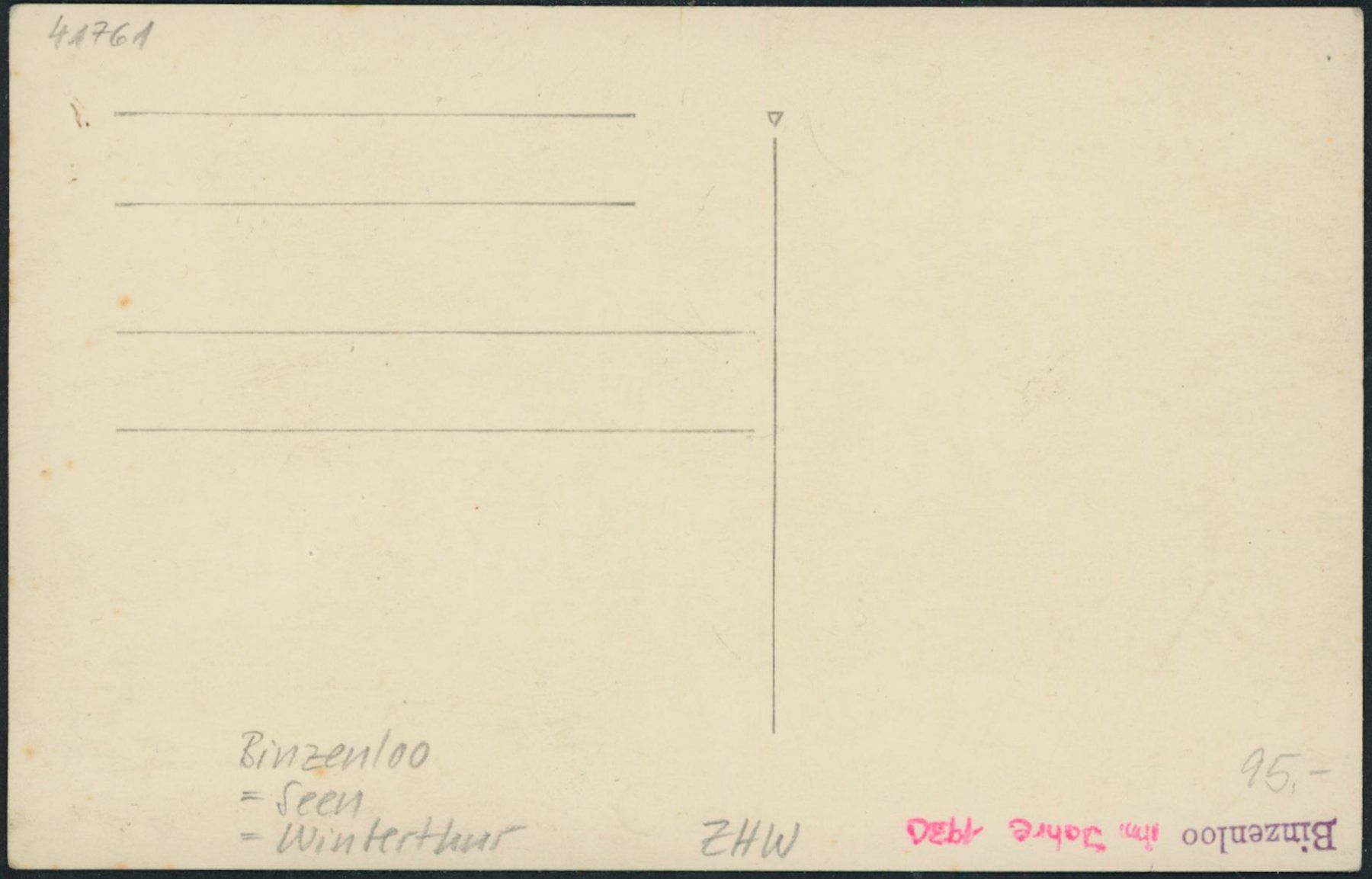 Cartoline postali: ZHW Binzenloo - Seen - Winterthur – Nuovo (secondo la descrizione) da Schindellegi venduto da leecollect 1