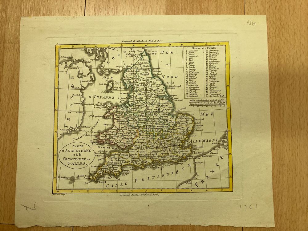 Mittelalter-Karte Von England 1979 - Historische Landkarte Im Laminiert