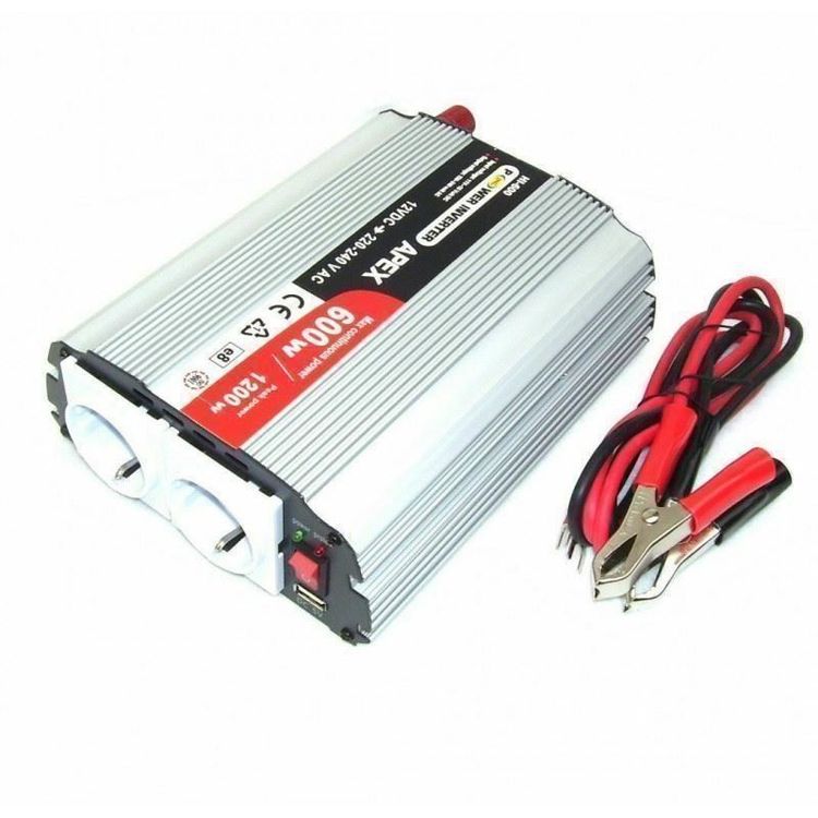 06187 - Spannungswandler 12V USB 600W / 1200W 2 Stecker