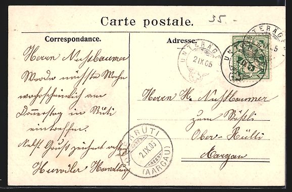 Cartoline postali: AK Unter-Aegeri, Teilansicht mit Kirche – Usato da Berlin venduto da bartko-reher 1