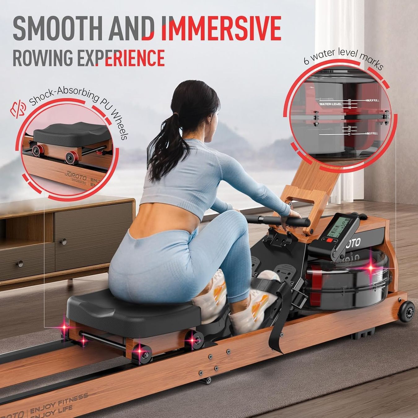 Hometrainer: Rudergerät Wasser Eiche klappbar Bluetooth 150 kg – Nuovo e nell'imballaggio originale da Schaffhausen venduto da Alpenfund23 6