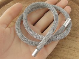Vintage Schlauchkette gestrickt Kette Silber 925 / 52 cm