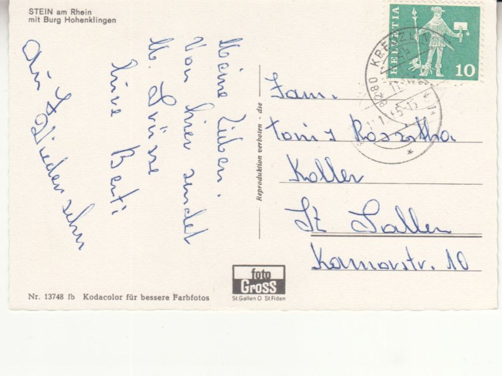 Cartoline postali: Stein am Rhein 1965 – Usato da Bürglen TG venduto da StampGraf 1