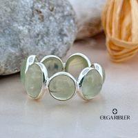 Memory Ring mit Prehnit – Sterling Silber Grösse 54