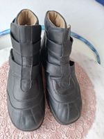 Schwarz Leder Boots Gr. 41 mit Klettverschluss, bequem!