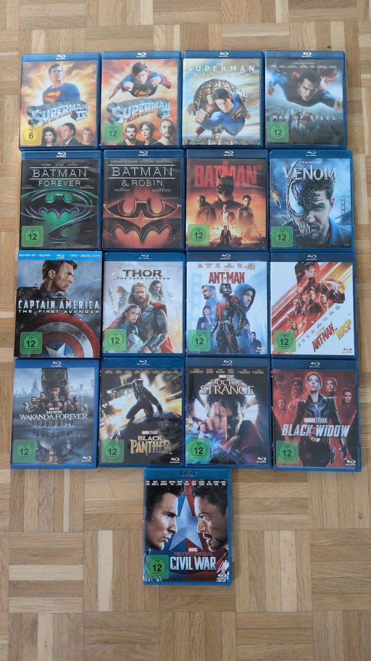 Tutti i DVDs: 17 Superhelden Blu-ray Filme Marvel DC  – Usato da Thun venduto da Pizzamike
