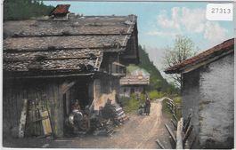 Dorfidylle im Bauerndorf - Litho