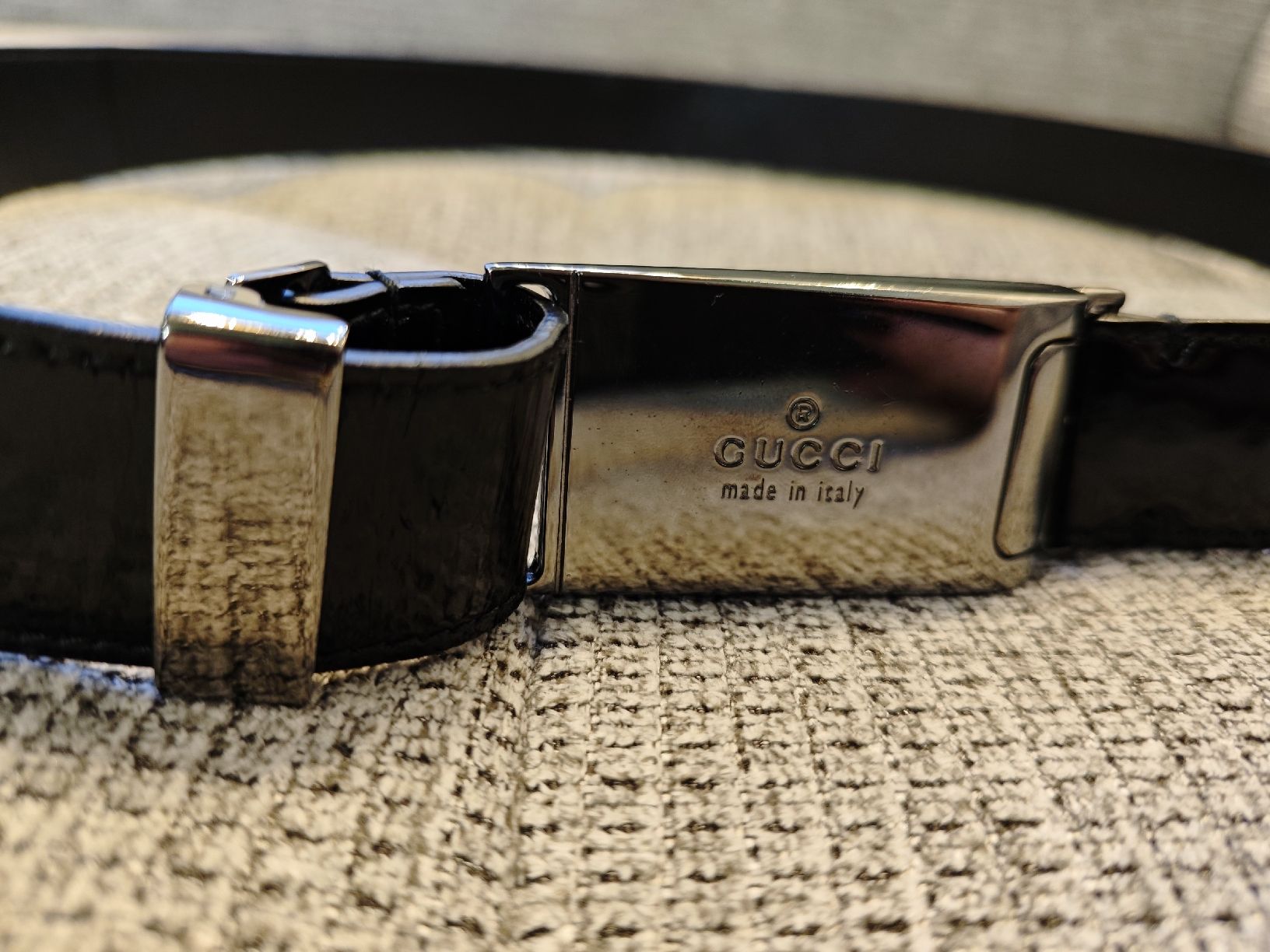 Gucci Cinture: Gucci Belt Black Leather Silver Buckle Interlocking G 90cm – Usato da Zürich venduto da alu_dzr7
