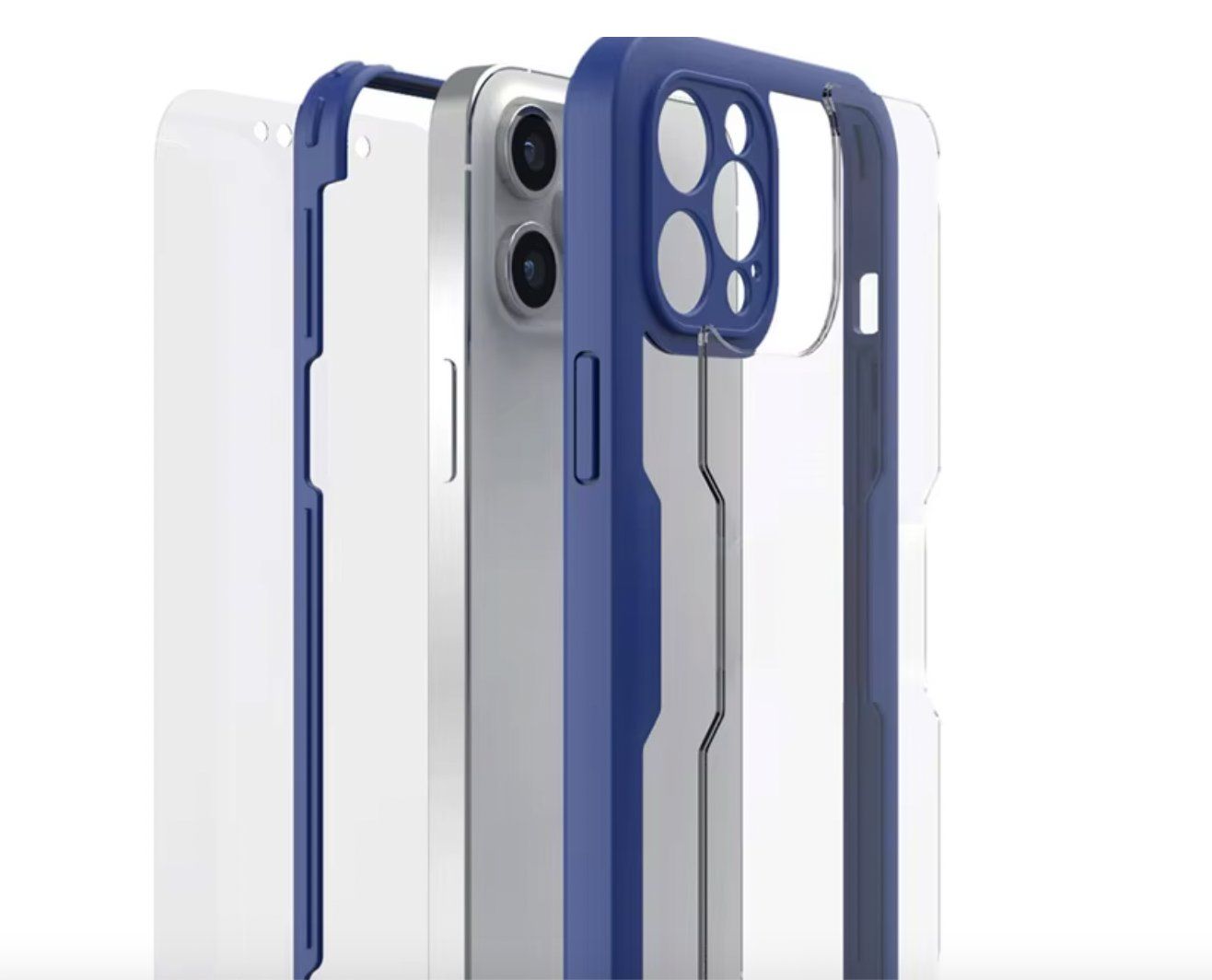 Cover & Protezioni schermo: Luxury 360 Full Body Front+Back Navy Blue, iPhone 14 Pro Max – Nuovo e nell'imballaggio originale da Genève venduto da AGBERG 6
