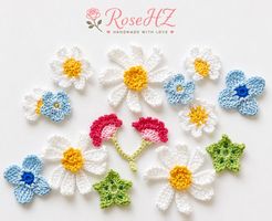 Gehäkelte Blumen 13.Stück Baumwolle