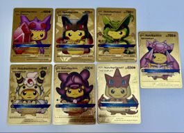 Carte Pokemon Pikachu Gold Tag Cosplay Set 7 Pz