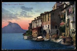 AK Gandria /Lago di Lugano, Wohnhäuser unmittelbar am Seeufe
