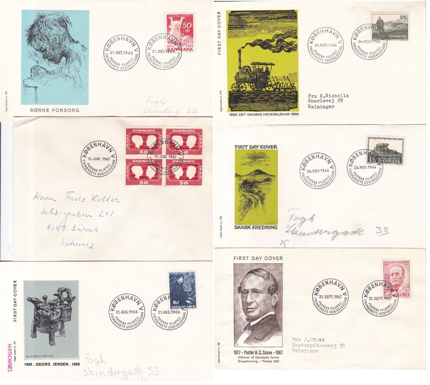 Tutti i francobolli: 54 Stk. FDCs, 1.Tagsbriefe "Dänemark" ab 1947 – Usato da Münchwilen AG venduto da Nesar 6