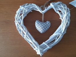 Weidenherz, 25 x 24 x 3,5 cm, Shabby Chic, Deko