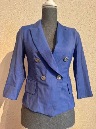 Elegante Blazer Damen Jacke blau zweireihig Gr XS Korea