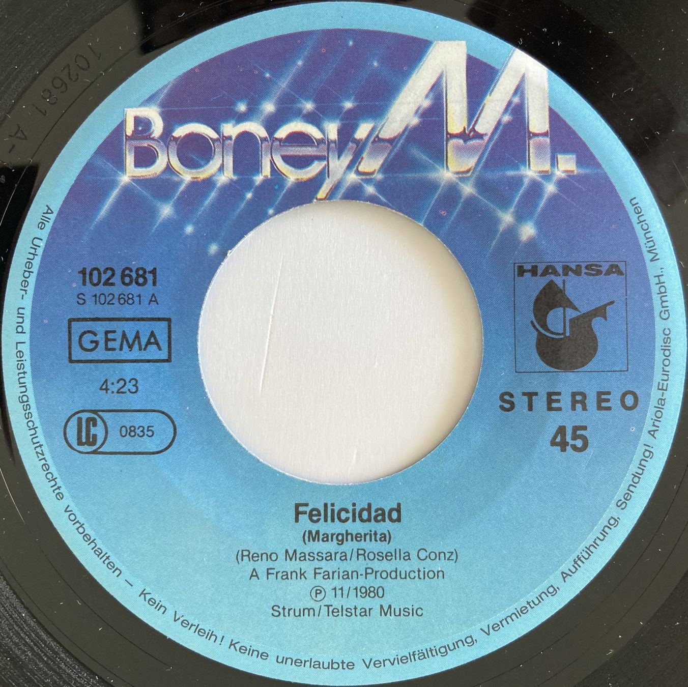 Schallplatten: BONEY M. - FELICITAD – Gebraucht aus Bottens von hotter-than-hell 2
