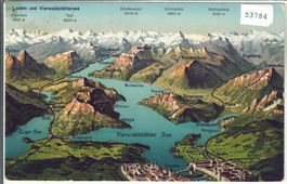 Vierwaldstättersee - Luzern - Panorama - Litho