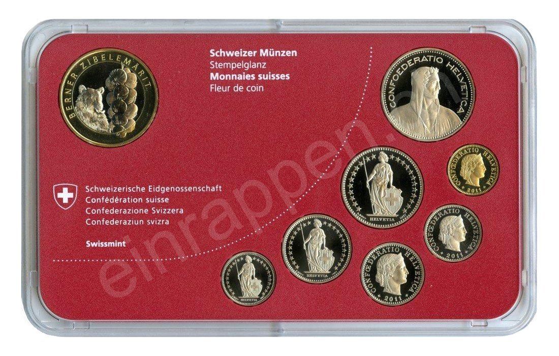 Tutti le monete: SET de monnaie suisse de 2011 non circulé FDC – Nuovo e nell'imballaggio originale da Fribourg venduto da Kiki020