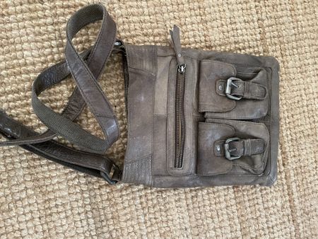 Umhängetasche Leder Patchwork braun guter Zustand
