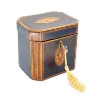 B0088 Antiker oktogonaler Tea Caddy/Tee-Schatulle ~1800