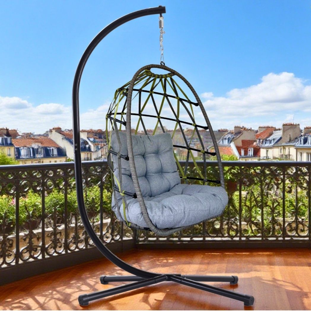 Gartenhängesitze: Hängesessel Diamond-Band Grau/Grün – Neu und originalverpackt aus Ermatingen von MyHappyHome 1
