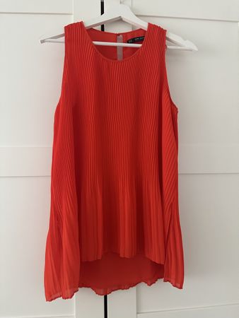 Zara Basic Top Gr. XS Sommerlich Orange Faltenchiffon 🌺