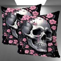 🌹💀 2er Set Gothic Kissen – Totenkopf & Rose ✨