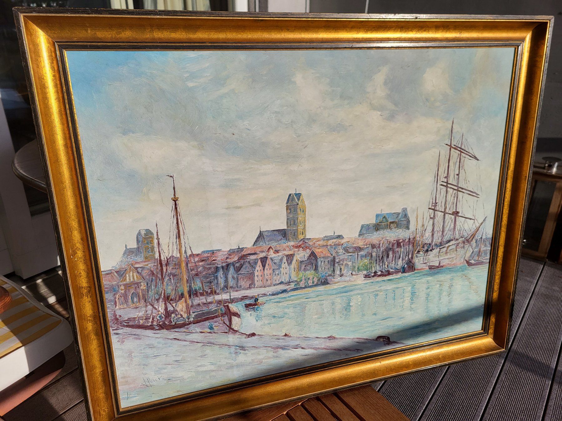 Gemälde: Gemälde WISMAR - Hafen / Stadtsilhouette – Gebraucht aus Gossau ZH von granby
