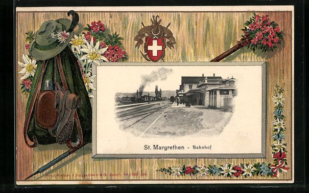 Ansichtskarten: St. Margrethen, Am Bahnhof, Wanderausr – Gebraucht aus Berlin von bartko-reher