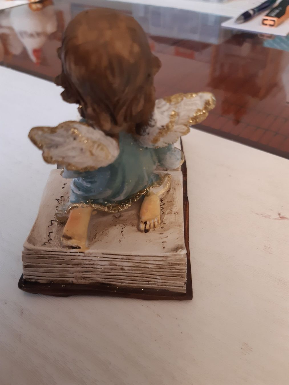 Statuette: Engel auf Buch mit Teelichtfassung – Usato da Domat-Ems venduto da nugipuff 2