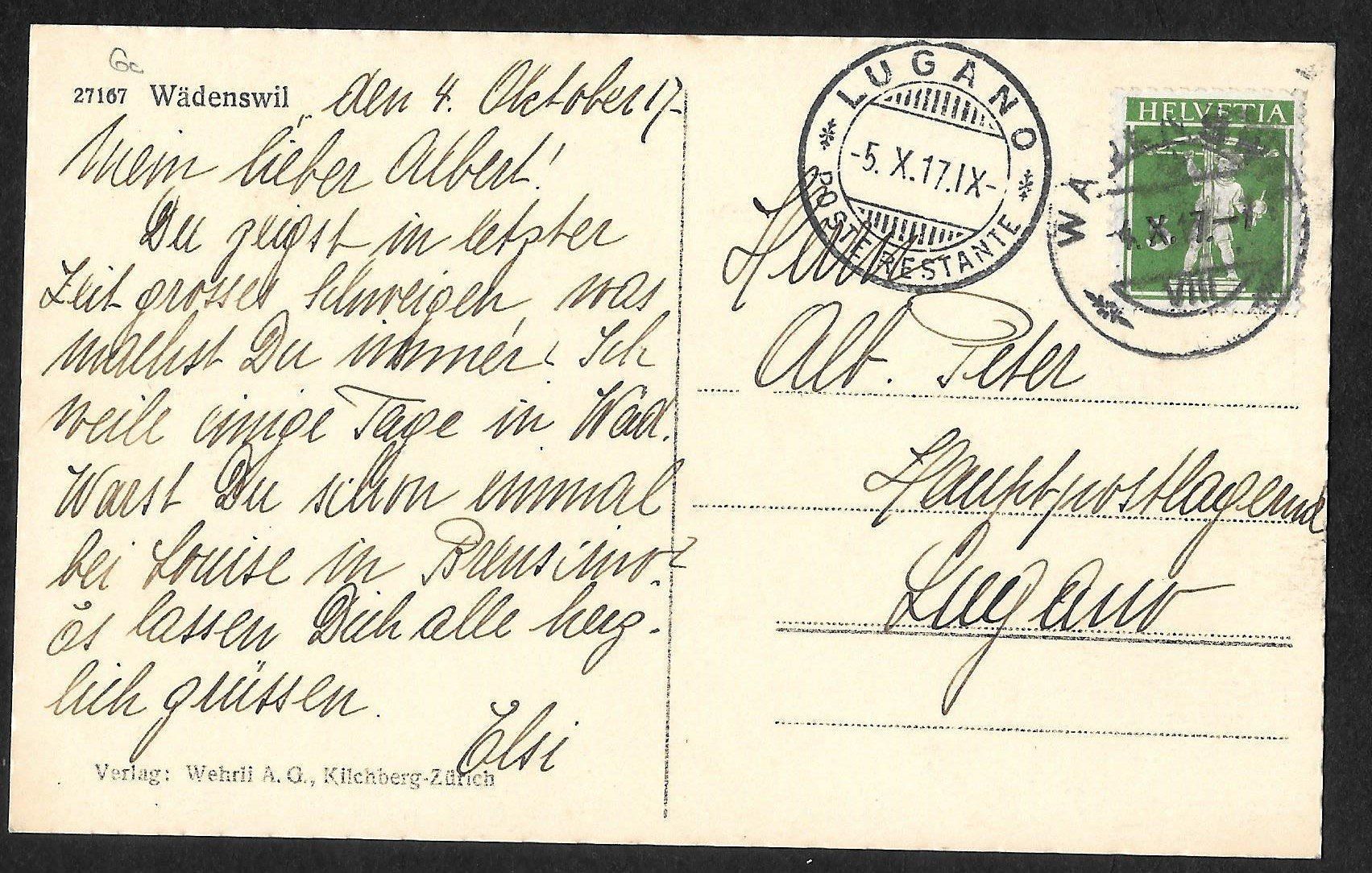 Cartoline postali: Wädenswil Teilansicht – Usato da Olten venduto da clotaldi 1