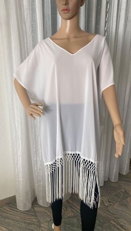 MUST HAVE - stylische/edle Sommerbluse/Tunika, weiss, L/XL