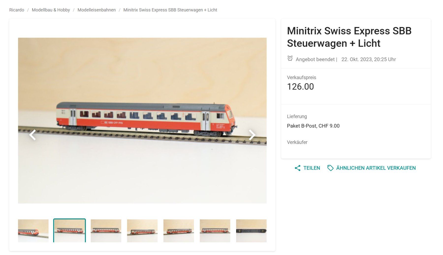 Trix Modellini di ferrovie: Minitrix Swiss Express SBB Steuerwagen + Licht – Usato da Winterthur venduto da Monstera 9