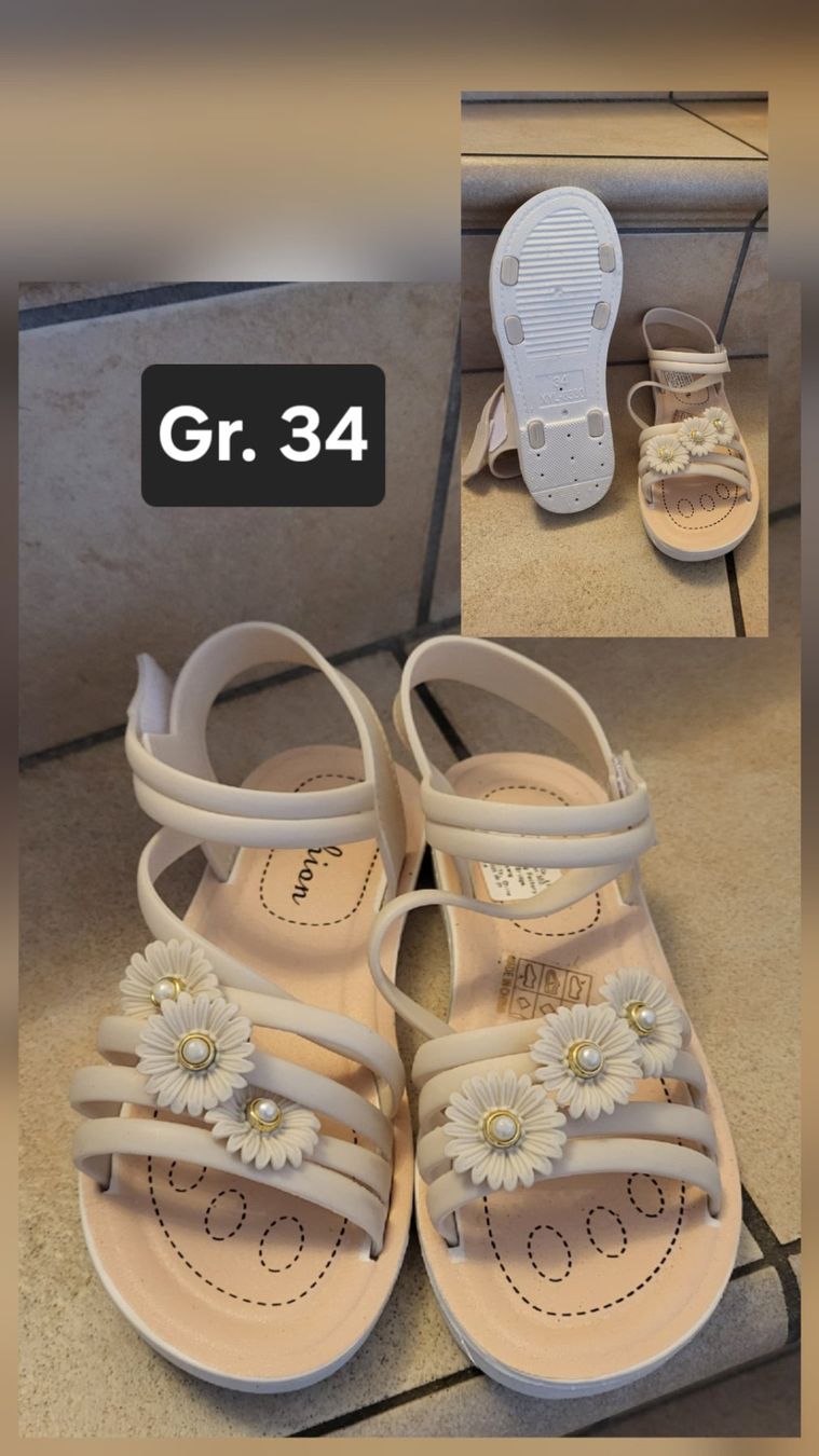 Scarpe per ragazze: Kinder Sandalen Blumen weiss Grösse 34 – Nuovo (secondo la descrizione) da Basel venduto da zukk_