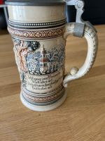 Antiker Bierkrug mit Zinndeckel, Sammlerstück, Top Zustand