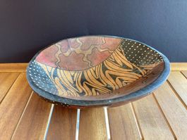 Afrikanische Schale handbemalt Holz ca. 22 cm