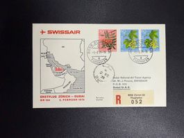 Swissair Erstflugbrief Zürich-Dubai 1975