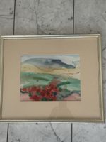 Aquarell | Landschaft mit roten Blumen