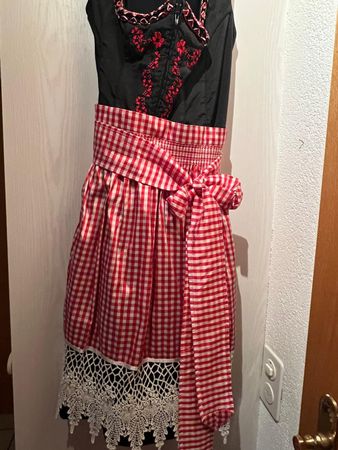 Dirndl Alphorn schwarz rot kariert gebrauchter Zustand 42/44
