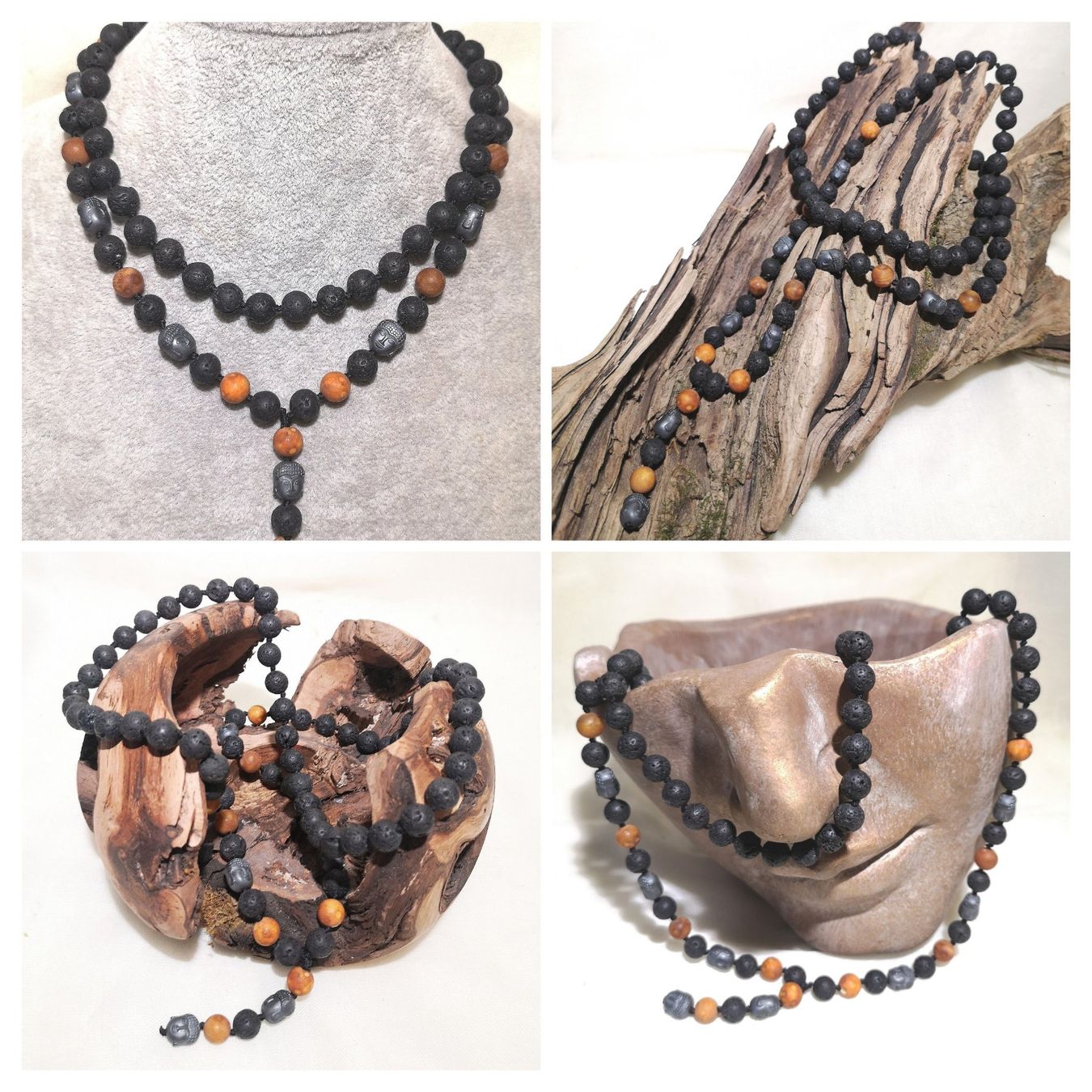 Ketten: Lava-Hämatit Stein Buddha-K. - Spendenaktion – Neu (gemäss Beschreibung) aus Unterkulm von Nachtigall