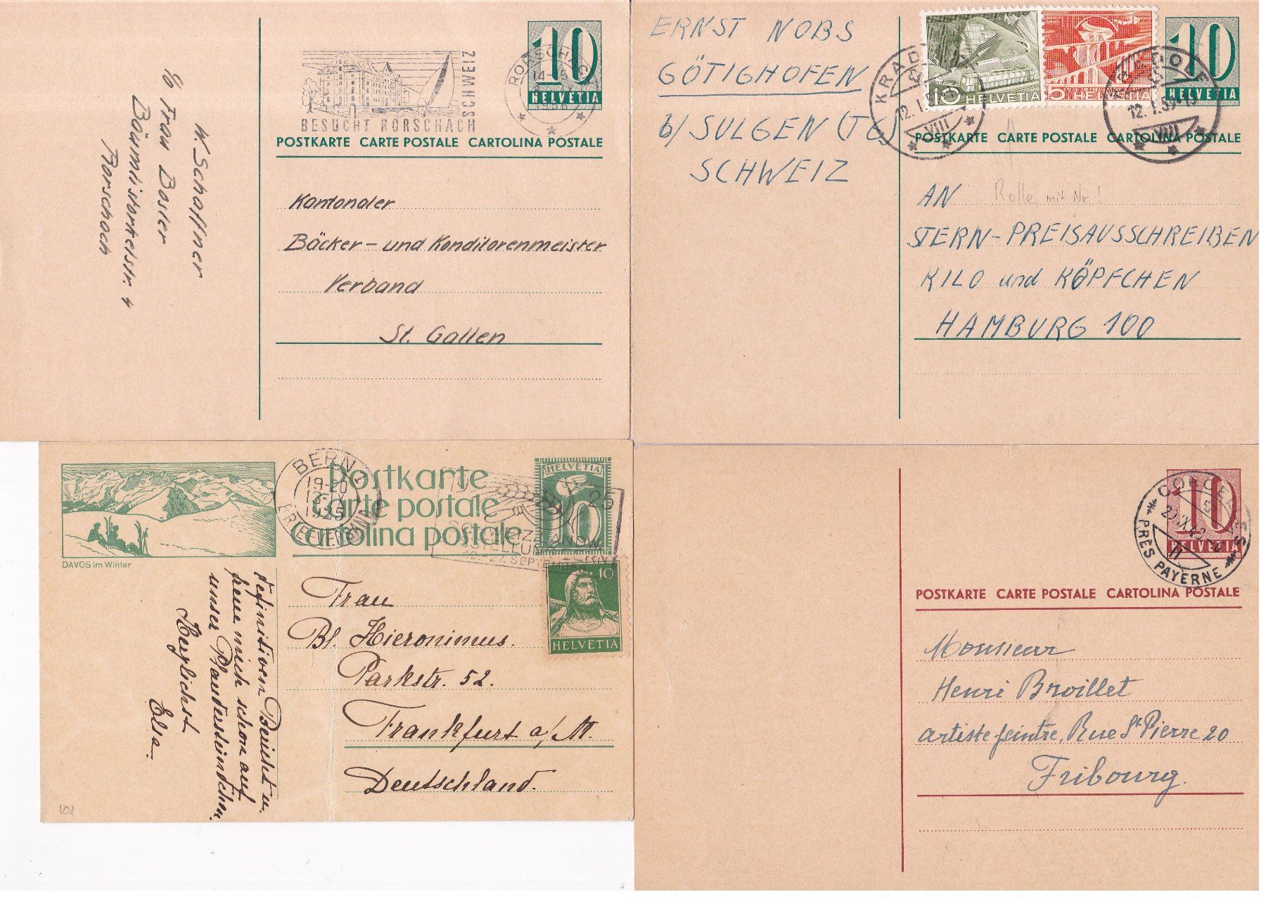 Alle Briefmarken: 40 Stk. Alte CH Postkarten, Karten – Gebraucht aus Münchwilen AG von Nesar 7