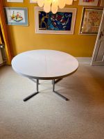 Designer-Esstisch Wohnbedarf, rund, ausklappbar oval, weiss