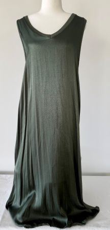 Langes Kleid ärmellos V-Ausschnitt olivfarben NEU